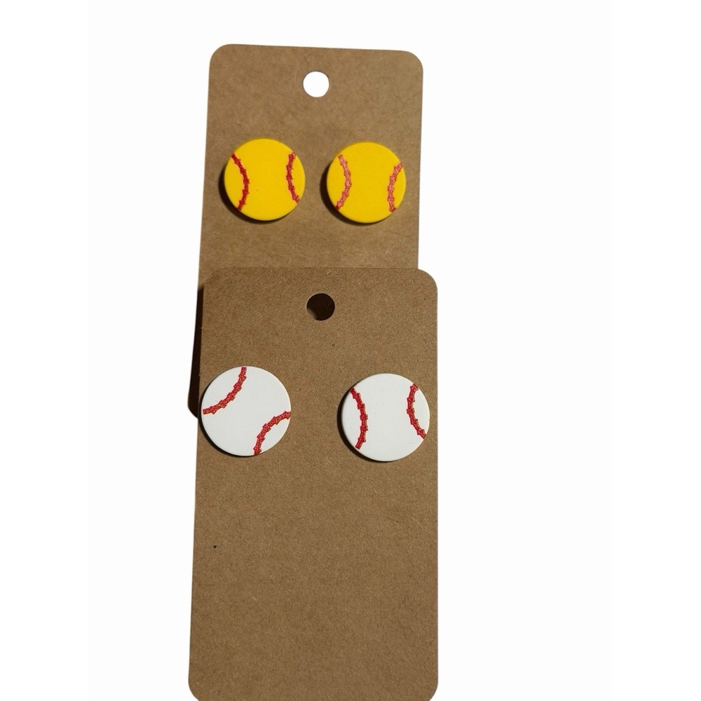 New Novelty Fashion Earrings 2 pairs studs baseball softball